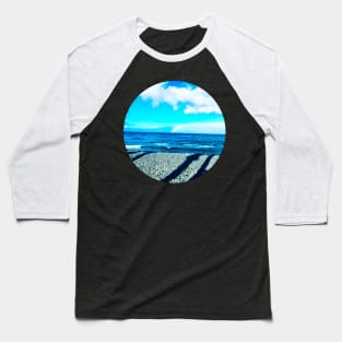 Shades Of Blue Ocean Summer Beach Waves With Sea Pebbles Under The Clear Blue Sky Baseball T-Shirt